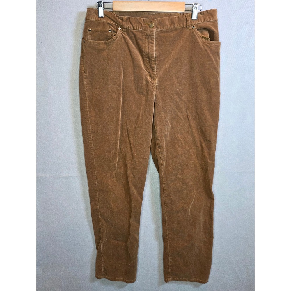 Ruby Rd Favorites Brown Corduroy Pants Womens 14 Mid Rise Straight Leg Stretch - Picture 1 of 10